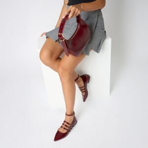 Bailarinas Burdeos Brillo Essential – Suela de Goma - Image 2